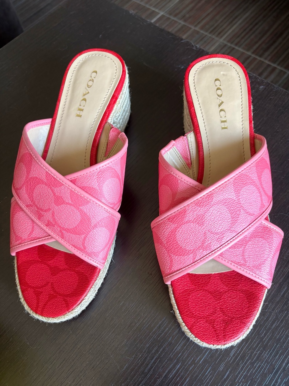 Coach Y2K 2000’s Pink Crisscross Espadrille Slide Sandals - Picture 5 of 11